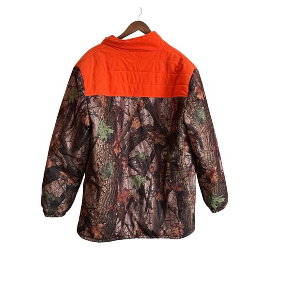 Totes Puffer Jacket 2XL Blaze Orange Camouflage with Leaves Zip Up Coat - Picture 2 of 6